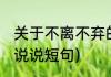 关于不离不弃的说说(关于不离不弃的说说短句)