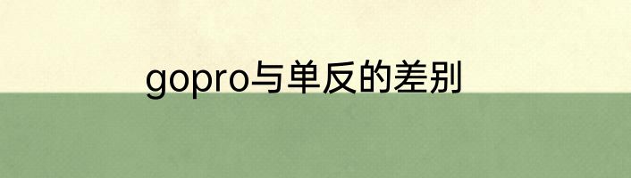gopro与单反的差别