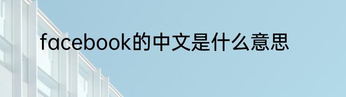 facebook的中文是什么意思