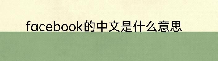 facebook的中文是什么意思
