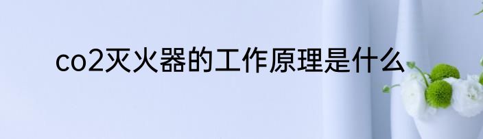 co2灭火器的工作原理是什么