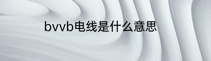 bvvb电线是什么意思