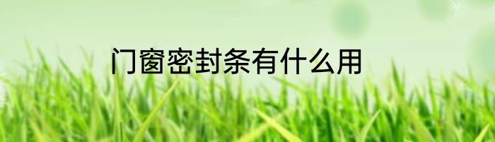 门窗密封条有什么用