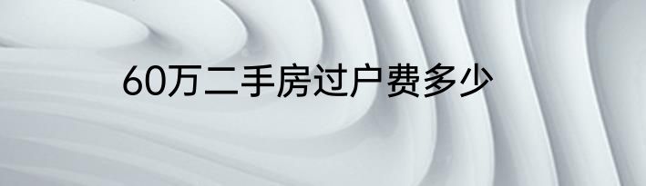 60万二手房过户费多少