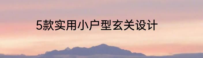 5款实用小户型玄关设计