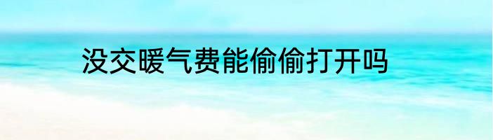 没交暖气费能偷偷打开吗
