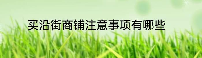 买沿街商铺注意事项有哪些