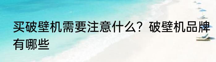 买破壁机需要注意什么？破壁机品牌有哪些