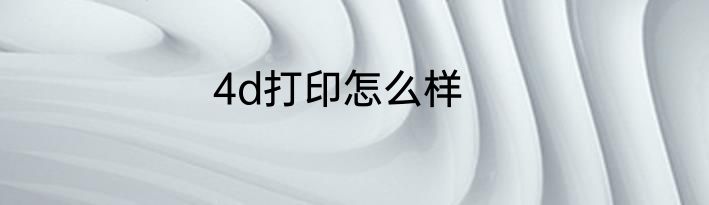 4d打印怎么样