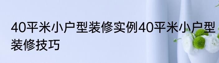 40平米小户型装修实例40平米小户型装修技巧