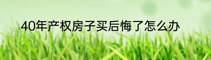 40年产权房子买后悔了怎么办