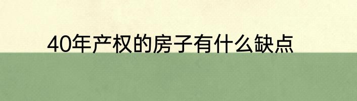40年产权的房子有什么缺点