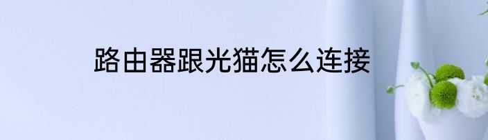 路由器跟光猫怎么连接