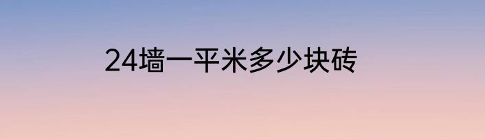 24墙一平米多少块砖