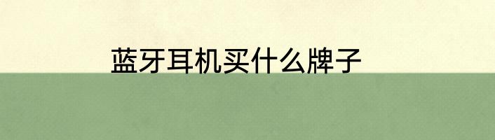蓝牙耳机买什么牌子
