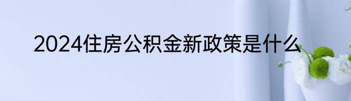 2024住房公积金新政策是什么