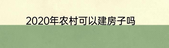 2020年农村可以建房子吗