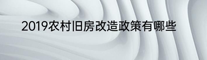 2019农村旧房改造政策有哪些