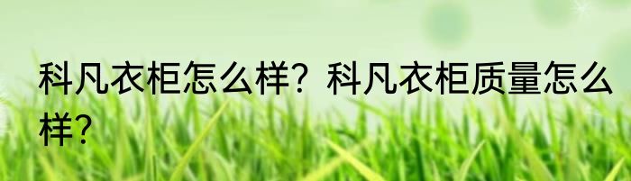 科凡衣柜怎么样？科凡衣柜质量怎么样？