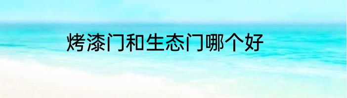 烤漆门和生态门哪个好