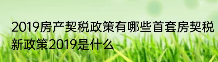 2019房产契税政策有哪些首套房契税新政策2019是什么