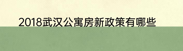 2018武汉公寓房新政策有哪些