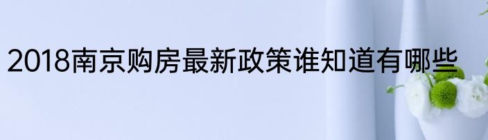 2018南京购房最新政策谁知道有哪些