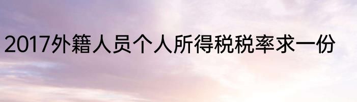 2017外籍人员个人所得税税率求一份