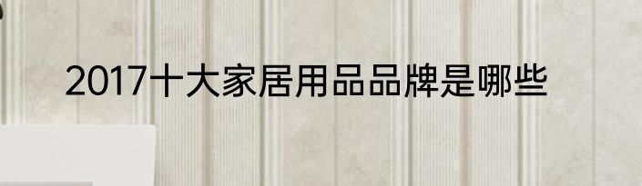 2017十大家居用品品牌是哪些
