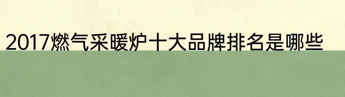 2017燃气采暖炉十大品牌排名是哪些