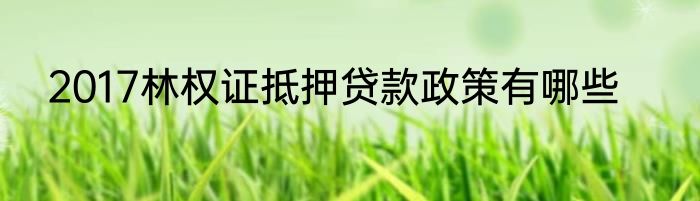 2017林权证抵押贷款政策有哪些