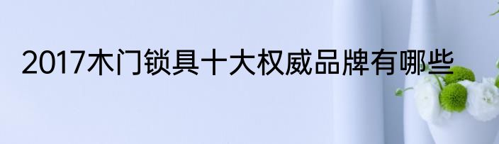 2017木门锁具十大权威品牌有哪些