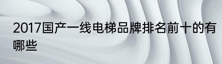 2017国产一线电梯品牌排名前十的有哪些