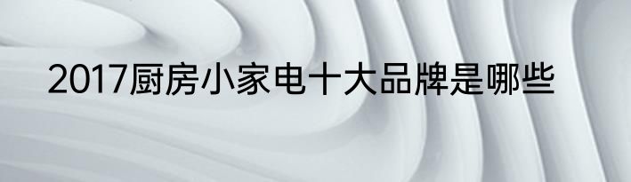 2017厨房小家电十大品牌是哪些