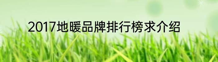 2017地暖品牌排行榜求介绍