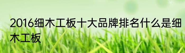 2016细木工板十大品牌排名什么是细木工板