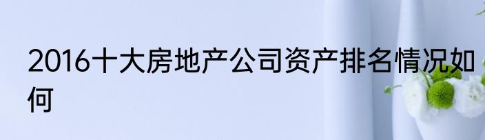 2016十大房地产公司资产排名情况如何