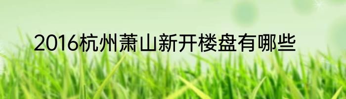 2016杭州萧山新开楼盘有哪些