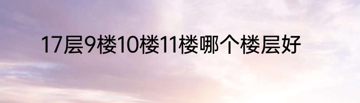 17层9楼10楼11楼哪个楼层好