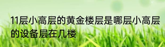 11层小高层的黄金楼层是哪层小高层的设备层在几楼