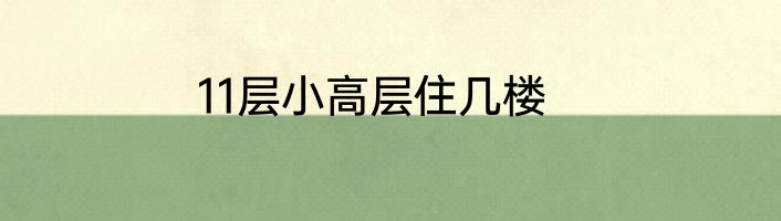 11层小高层住几楼