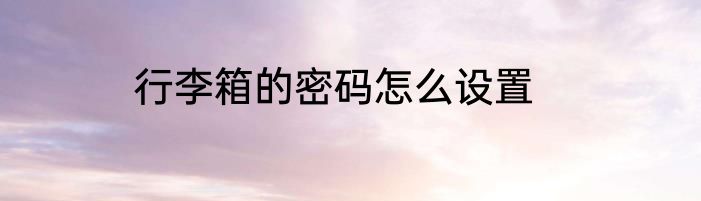 行李箱的密码怎么设置