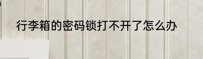 行李箱的密码锁打不开了怎么办