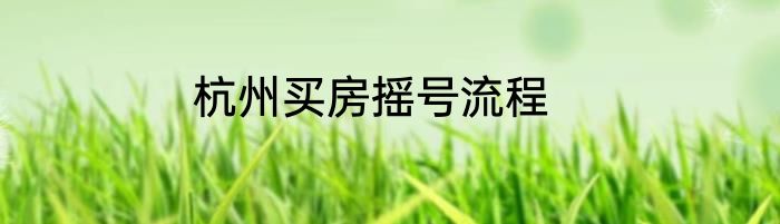 杭州买房摇号流程