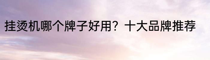 挂烫机哪个牌子好用？十大品牌推荐