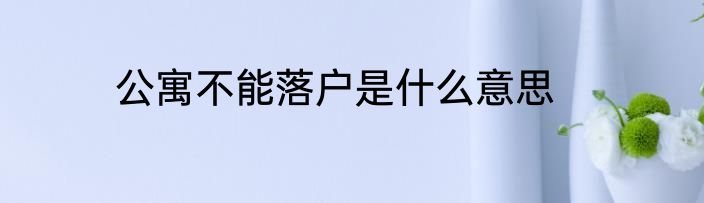 公寓不能落户是什么意思