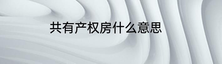 共有产权房什么意思
