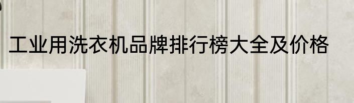 工业用洗衣机品牌排行榜大全及价格