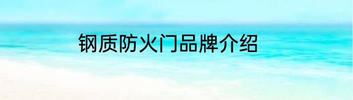 钢质防火门品牌介绍
