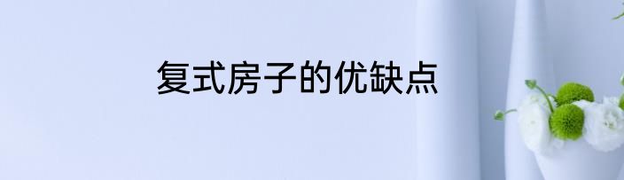 复式房子的优缺点